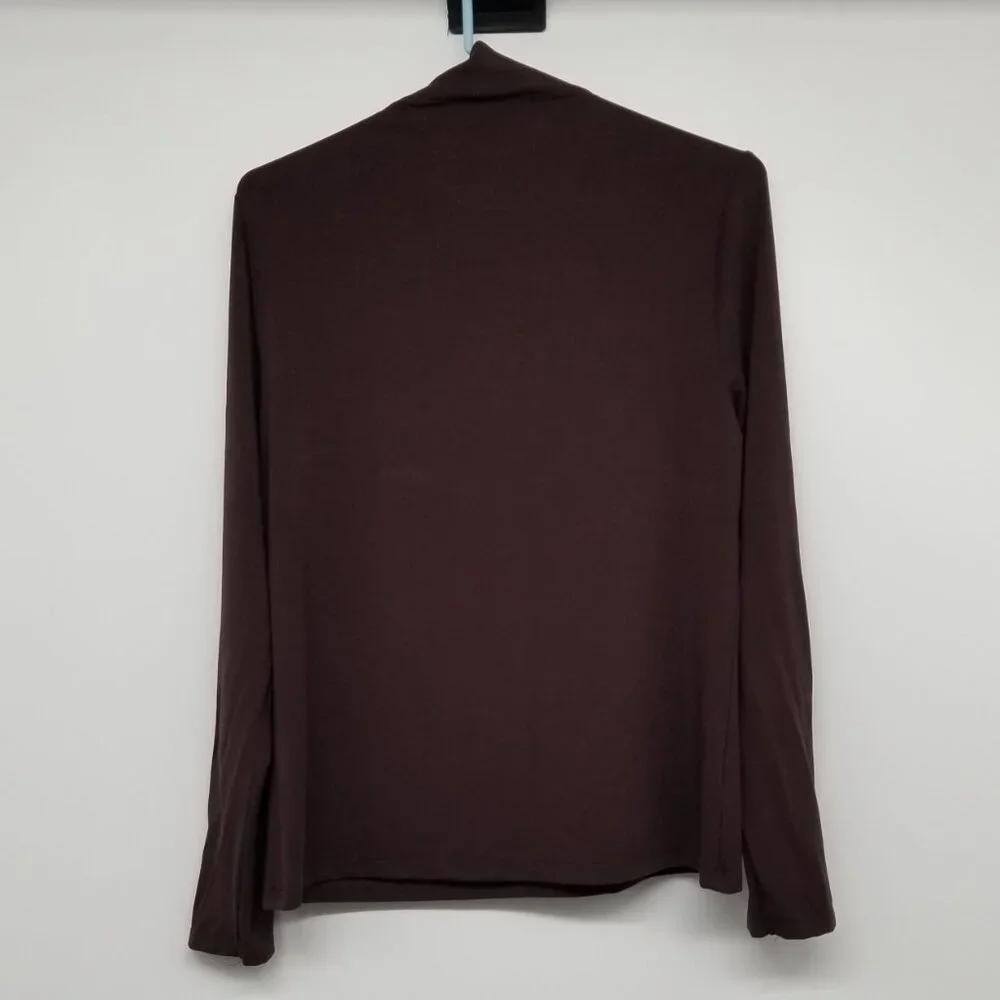 Ann Taylor Chocolate Brown Mock Turtleneck -L- Versatile Closet Staple, Stretchy - Picture 2 of 4